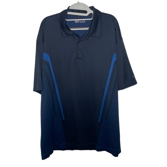 Nike Mens Shirt Sz XL Blue Fit Dry Athletic Short Sleeve Polo Collared Pullover - Picture 1 of 12